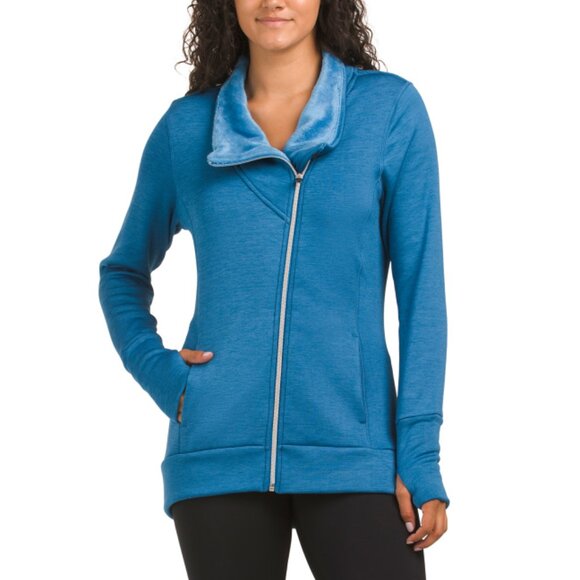 SNOW ANGEL Valerian Blue Warm Lock Asymmetrical Zip Base Layer Sweatshirt - Picture 1 of 2